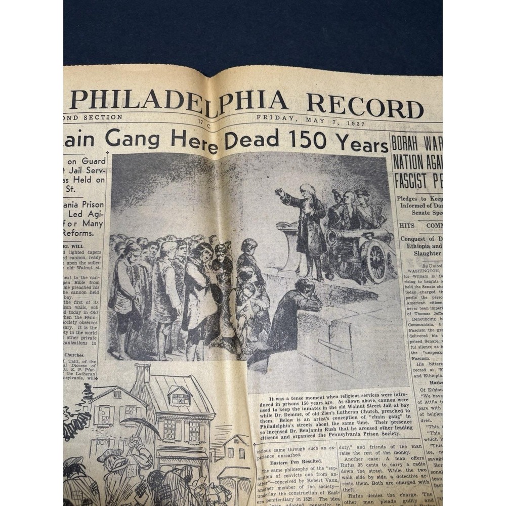 1937 Philadelphia Record Newspaper May 7 Original Pages Ads Sports Markets As Is